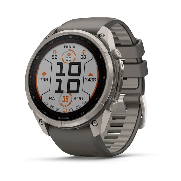 Garmin Fenix 9 Pro Solar, Titanium with Pebble Gray/Silver Gray Silicone Band