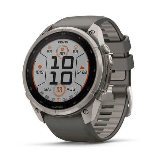 Garmin Fenix 9 Pro Solar, Titanium with Pebble Gray/Silver Gray Silicone Band