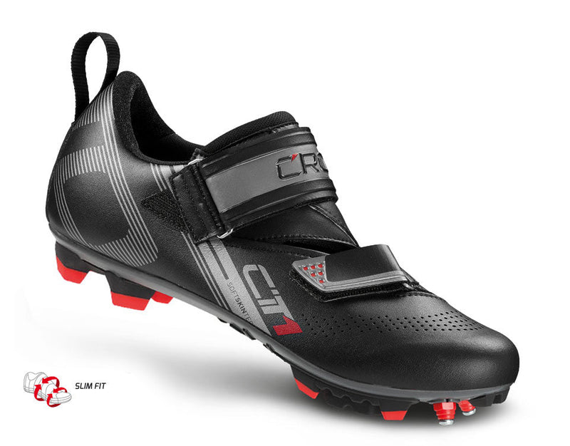 Load image into Gallery viewer, CRONO CT1 MTB OffRoad Triathlon Cycling Shoes - Black - Arvada Triathlon Company
