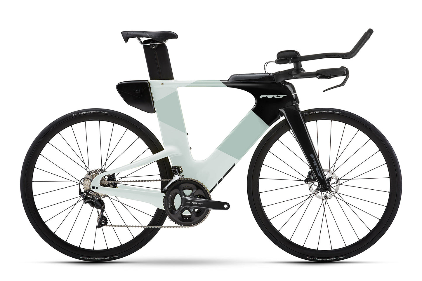 Felt IAx Advanced 105 Sage White Triathlon Bike - Arvada Triathlon Company