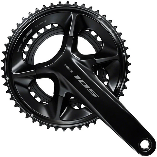 Shimano 105 FC-R7100 Crankset - 165mm, 12-Speed, 50/34t, 110 Asymmetric BCD, Hollowtech II Spindle Interface, Black - Arvada Triathlon Company