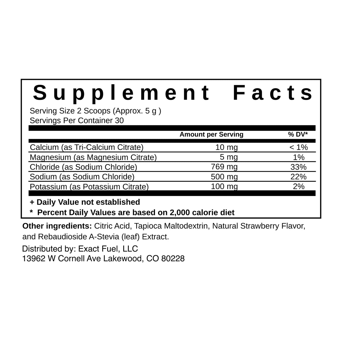 Exact Fuel Electrolyte Drink Mix 30 Servings Strawberry - Arvada Triathlon Company
