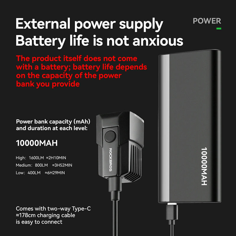 Load image into Gallery viewer, Front Light External Power Supply 1600LM USB-C - Arvada Triathlon Company
