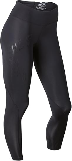 2XU Women's Compression Mid-Rise 7/8 Tights Blk/Crk Small - Arvada Triathlon Company