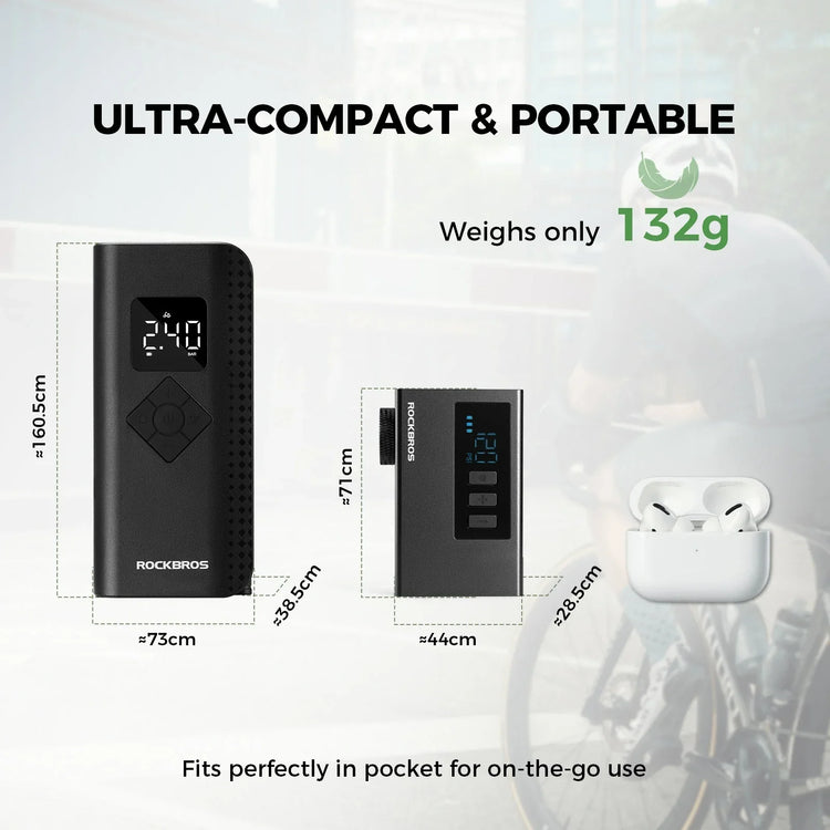 AS240 PRO Mini Electric Bike Pump with Gauge Max 120PSI - Arvada Triathlon Company