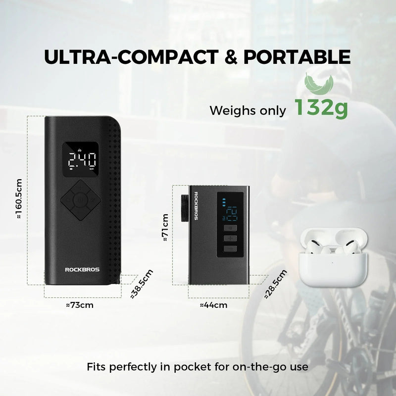 Load image into Gallery viewer, AS240 PRO Mini Electric Bike Pump with Gauge Max 120PSI - Arvada Triathlon Company
