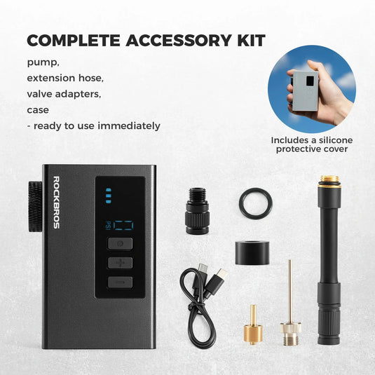 AS240 PRO Mini Electric Bike Pump with Gauge Max 120PSI - Arvada Triathlon Company