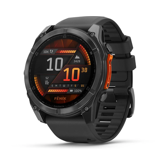 Garmin, fenix 8 AMOLED 51mm, Watch, Watch Color: Slate Grey, Wristband: Black - Silicone - Arvada Triathlon Company