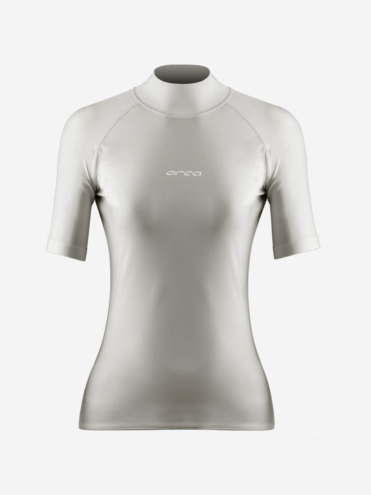 Women's Orca Bossa Color Rash Vest Surf T-Shirt, Silver - Arvada Triathlon Company