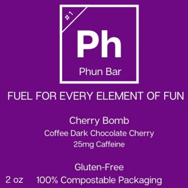 Phun Bar Cherry Bomb Coffee Dark Chocolate Cherry, 25mg Caffeine, Gluten-Free - Arvada Triathlon Company